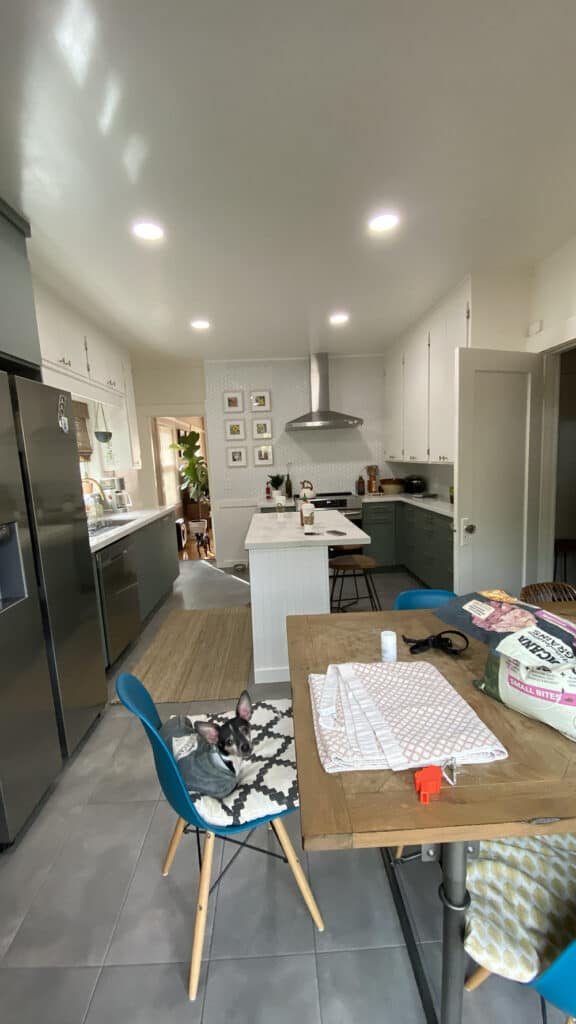 A picture of the kitchen and eating area of a house we loved in Oakland.